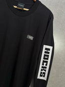 Camiseta Manga Longa Hocks Logo Letter Preta