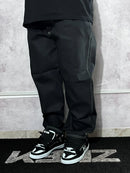 Calça Baggy Jeans Preto Costuras Brancas